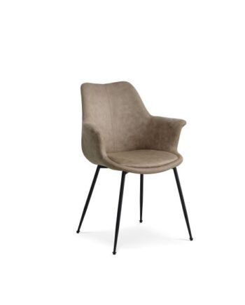 Nadia Spisebordsstol     Armlæn Beige Polyester Stof Og Sort Metal