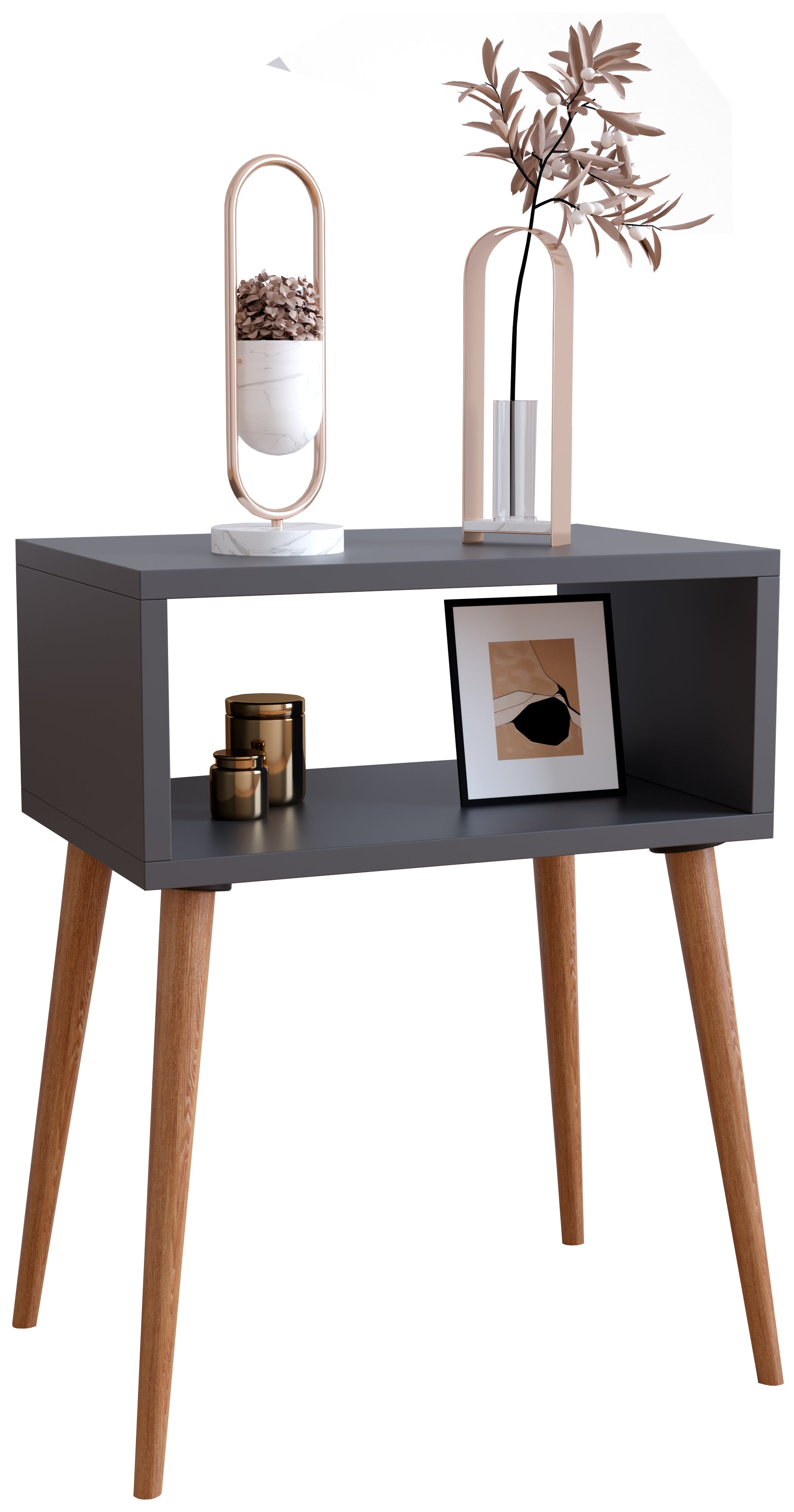 Natbord Med åbent Rum  60   45   30 Cm  Grå