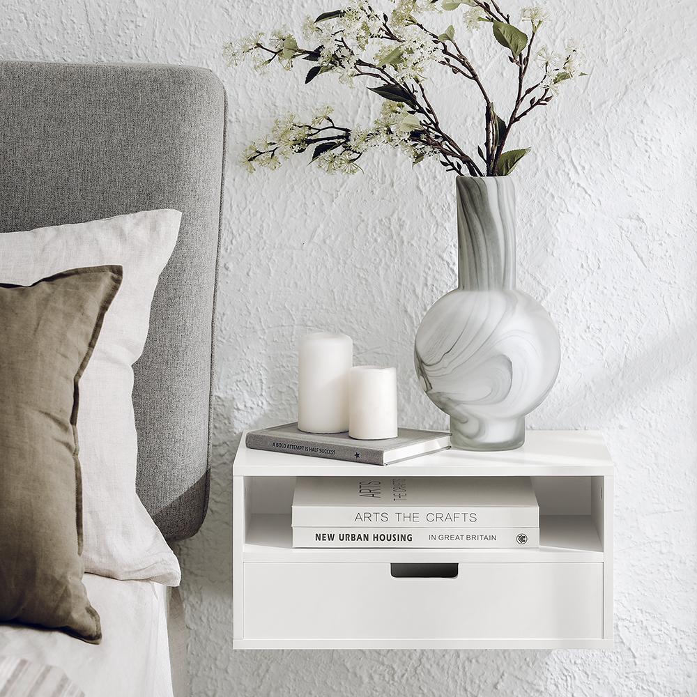Natbord Til Væggen  45   25   22 Cm  Hvid
