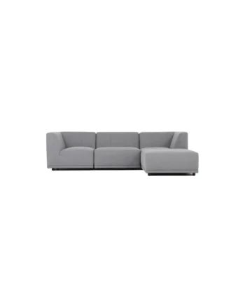 New York Chaiselongsofa  Fire Moduler  Lysegrå Polyester Stof Og Sort Plastik