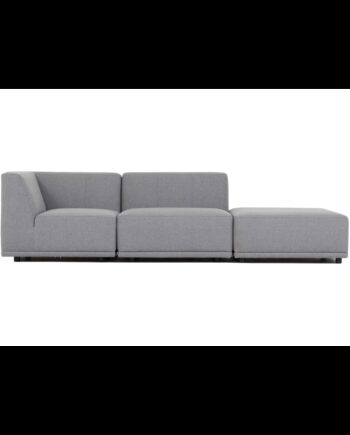 New York Chaiselongsofa  Tre Moduler  Lysegrå Polyester Stof Og Sort Plastik