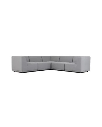 New York Hjørnesofa   Fem Moduler  Lysegrå Polyester Stof Og Sort Plastik