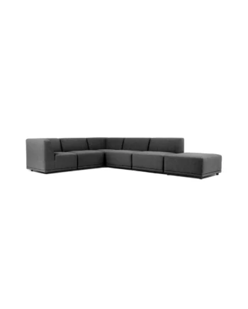 New York Hjørnesofa Med Open-end  Seks Moduler  Grå Polyester Stof Og Sort Plastik
