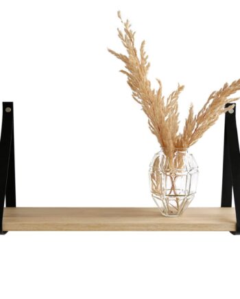 Nocnoi Harre Vig Væghylde Hvidolieret Egetræ    Sort Læderstrop  50-100 100x20 Cm