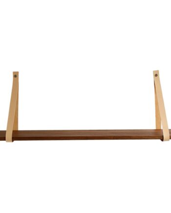 Nocnoi Harre Vig Væghylde Massiv Valnød Træ Og Natur Læder 75x20 Cm