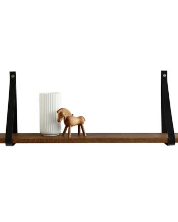 Nocnoi Harre Vig Væghylde Røget Egetræ    Sort Læderstrop  50-100 50x20 Cm
