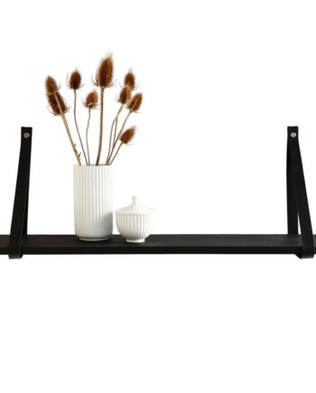 Nocnoi Harre Vig Væghylde Sort Olieret Egetræ    Sort Læderstrop  50-100 50x20 Cm