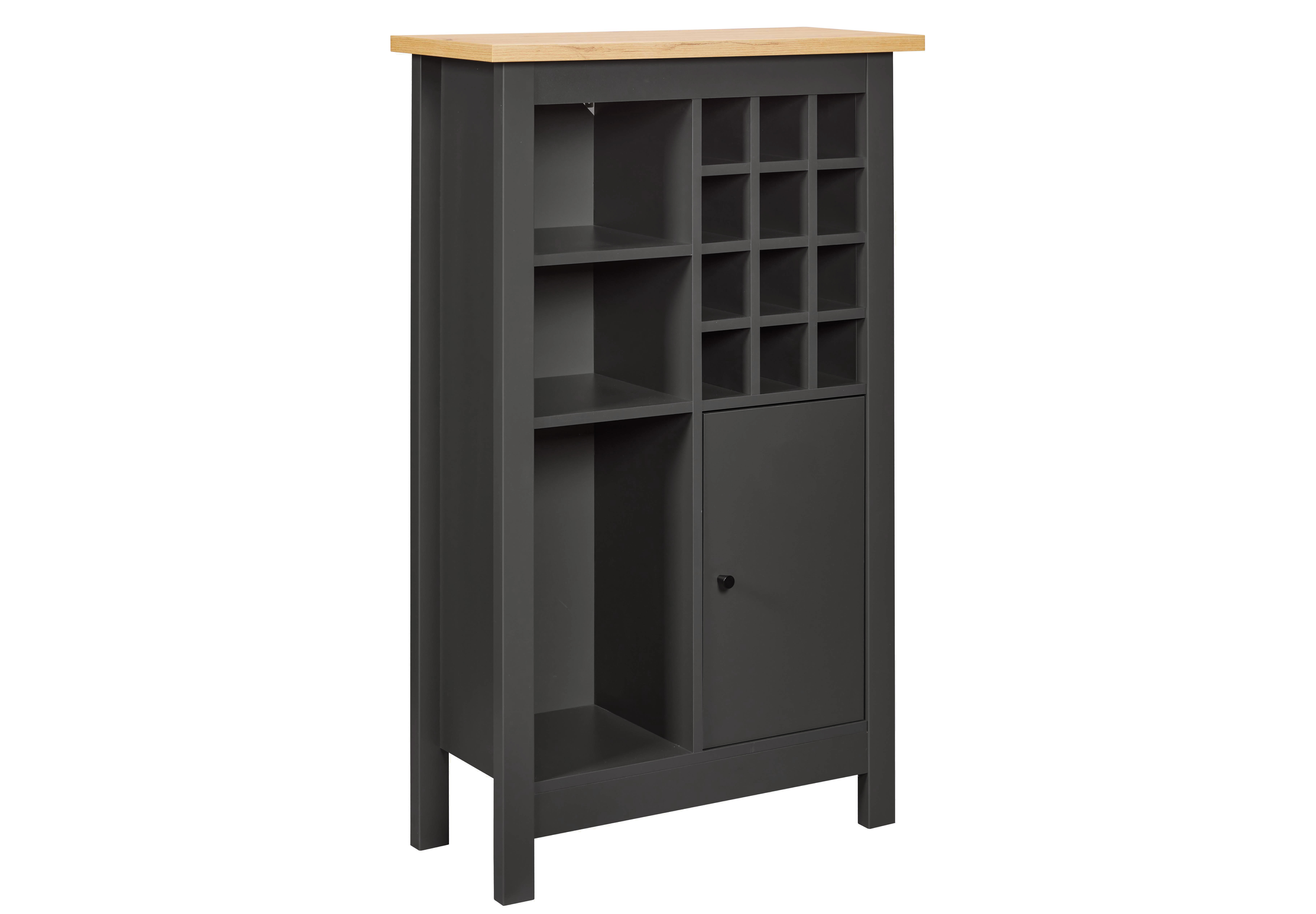 Nordic Living Collection Julina Vinskab       Låge    Hylder    Store Rum Og 12 Små Rum Natur Og Grå Mdf