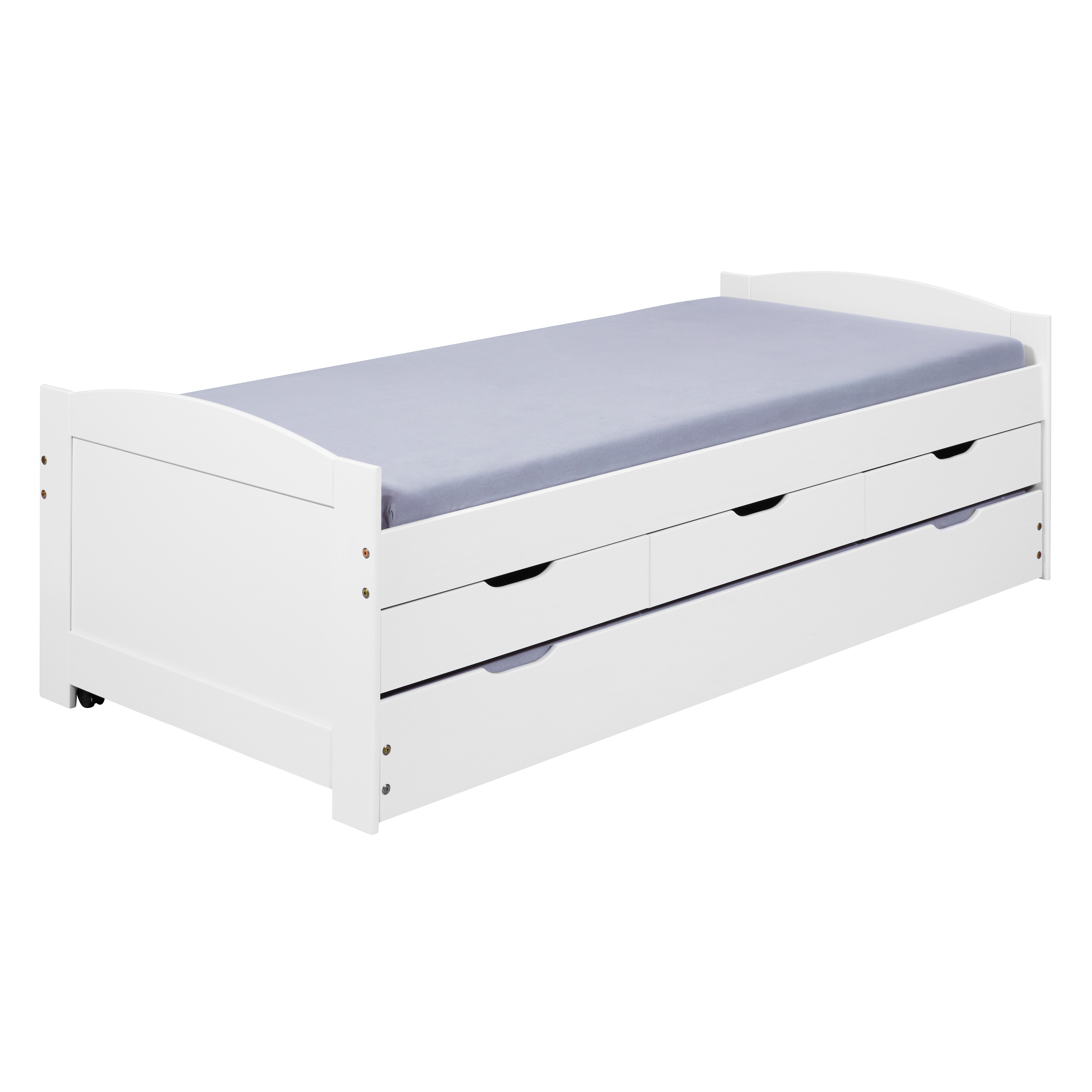 Nordic Living Collection Ulli Sengeramme     Lamelbund    Skuffer  Ekstra Soveplads Hvid Fyrretræ  90x200