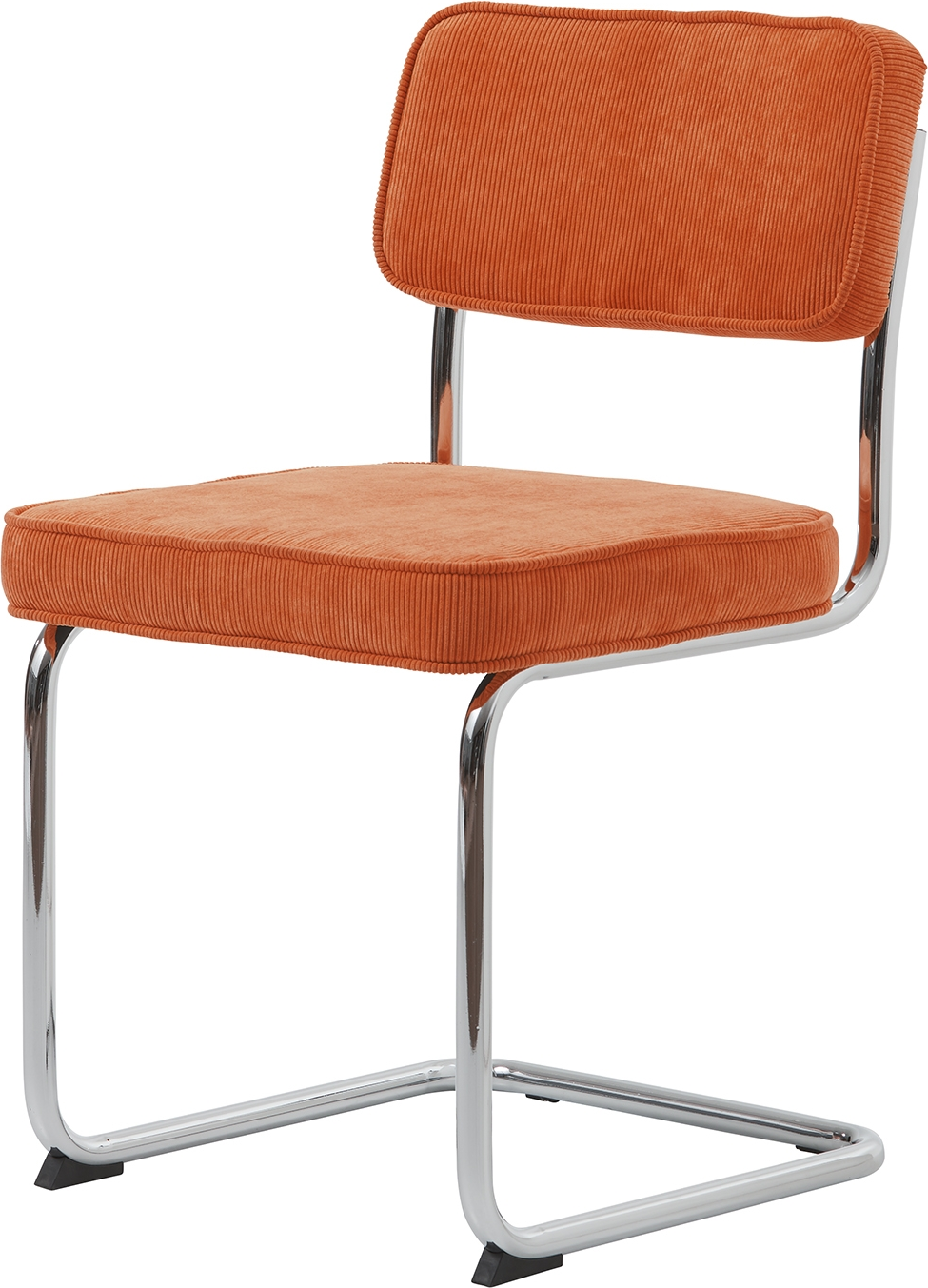 Nordique Design Rupert Spisebordsstol Orange Corduroy Stof Med Kromben