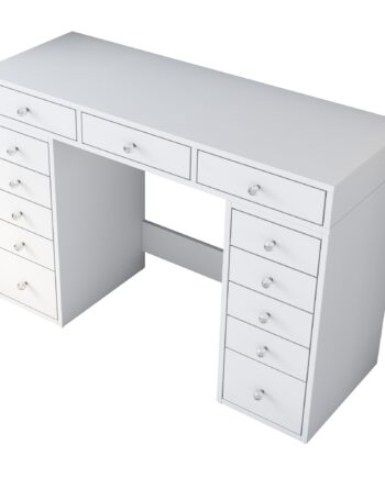 Nordvärk Bj106 Makeup Bord     13 Skuffer Hvid Melamin  120x44