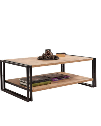 Nordvärk Cosmo Rectus Sofabord       Hylde Atlantic Pine Melamin Og Sort Metal  110x70
