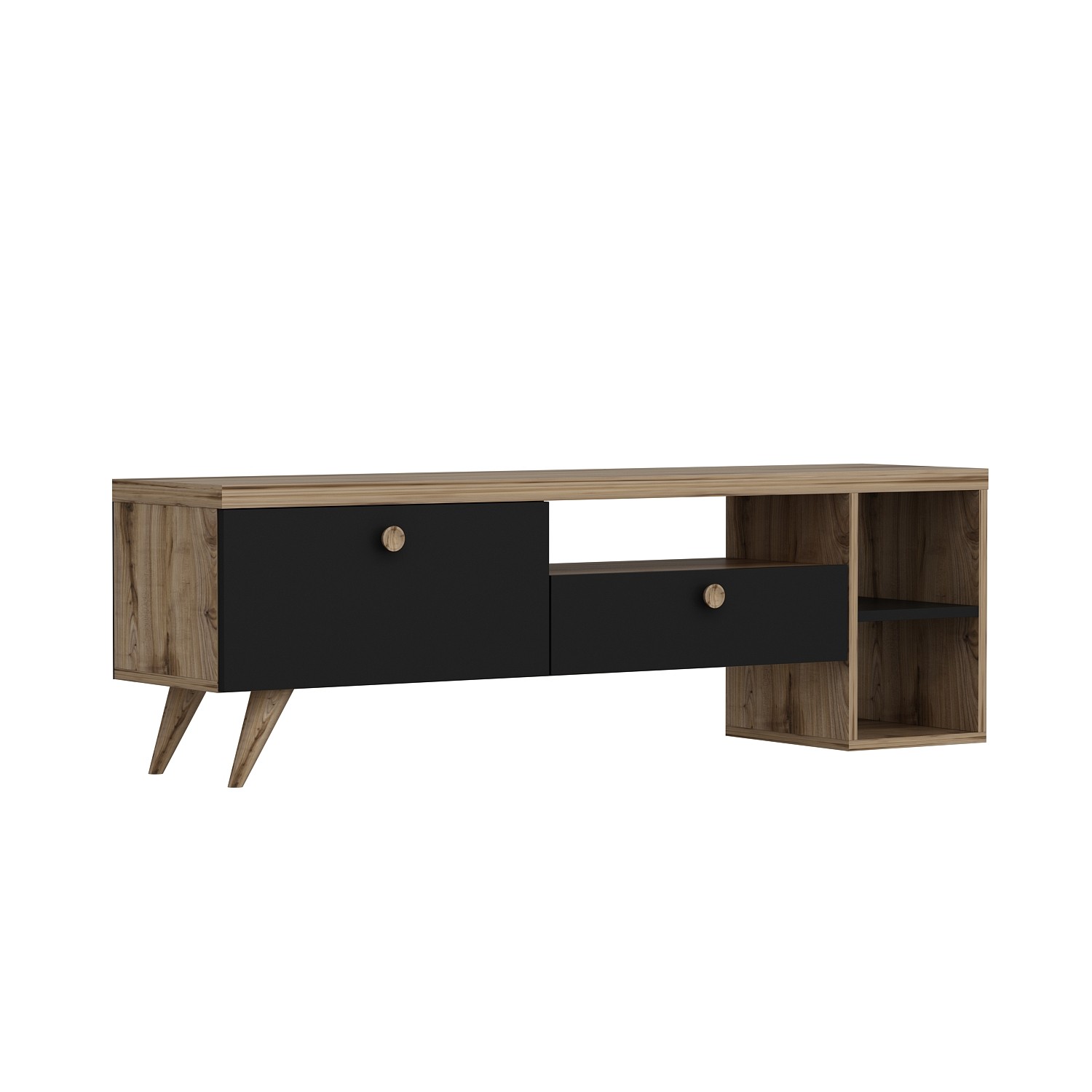 Nordvärk Parion Tv-bord       Låger    Hylde Og   Rum Eg Og Sort Melamin  150x35