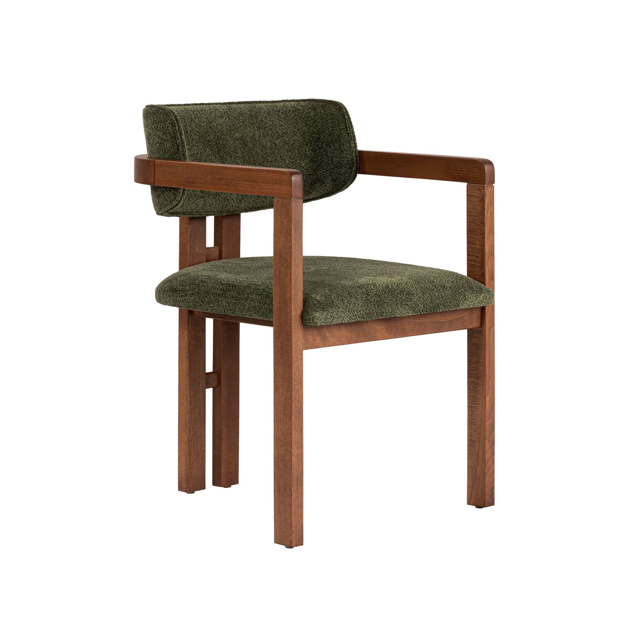 Nordvärk Toscana Spisebordsstol     Armlæn Grøn Polyester Stof Og Valnød Træ