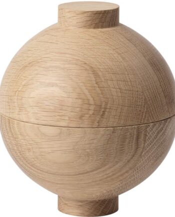 Opbevaringskrukke Og Serveringsskål Kristina Dam Wooden Sphere Natur Egetræ ø12 Cm H15 Cm