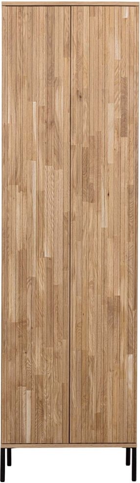Opbevaringsskab Woood Exclusive New Gravure  Egetræsfiner Natur  H210ã B60ã D42 Cm  Sort Metalfod