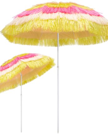 Parasol Hawaii   160 Cm Højdejusterbar Vandafvisende Strandparasol  Farve: Flerfarvet