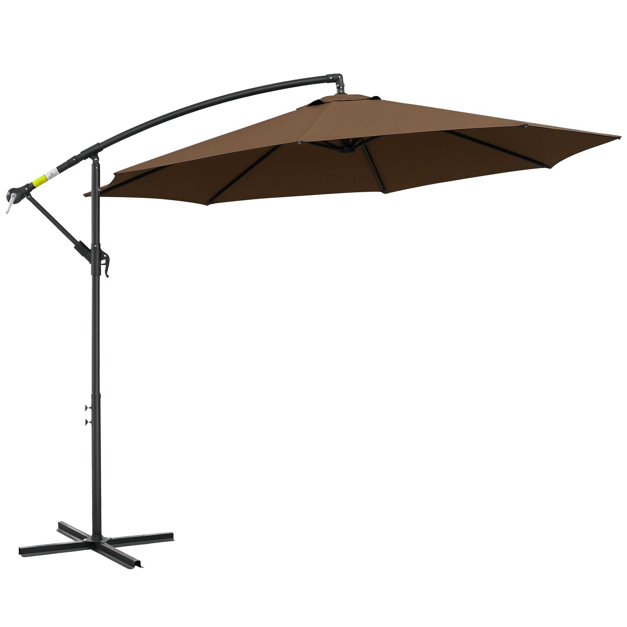 Parasol Med Håndsving Vejrbestandig Stål Polyester Kaffe
