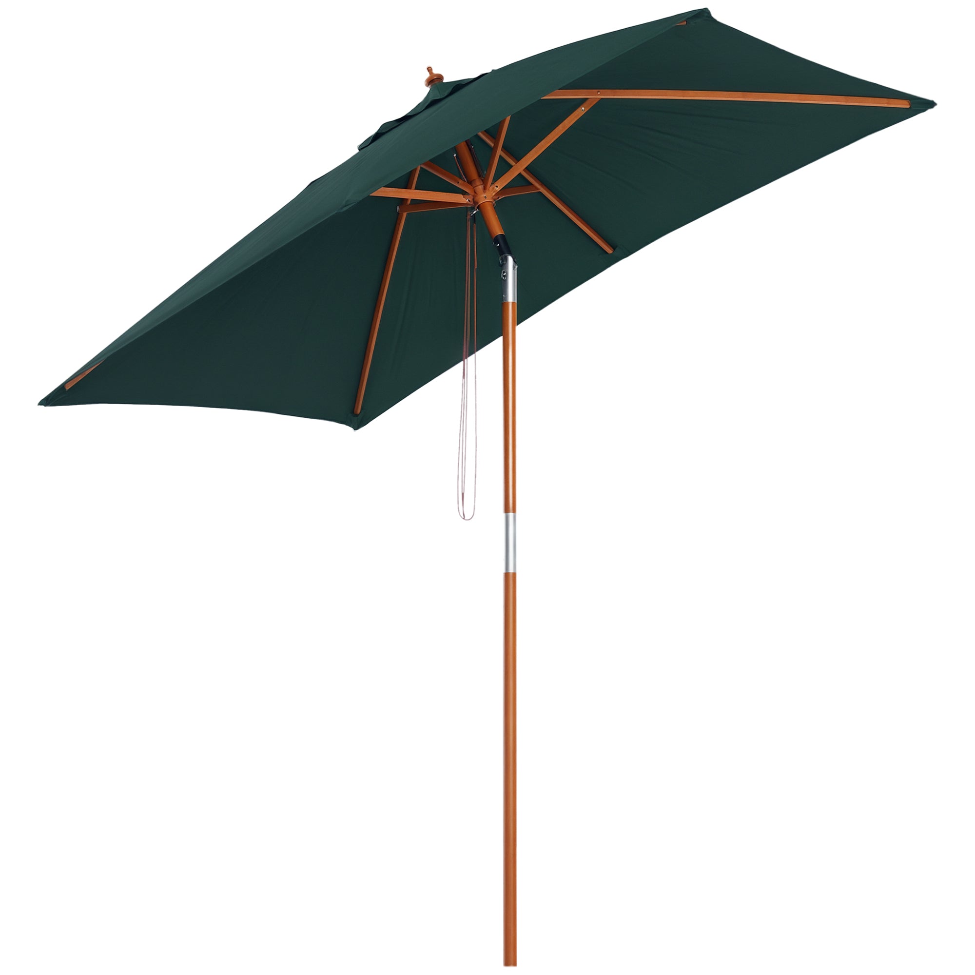 Parasol 200 150 235 Cm Sammenklappelig Haveparasol -trins Justerbar Rektangulær Strandparasol Vandafvisende Og Uv-resistent Til Strand Balkon Terrasse Have Grøn
