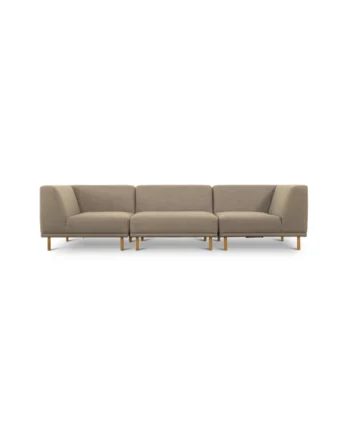 Paris  -pers  Sofa  Tre Moduler  Latte Polyester Stof Og Natur Egetræ