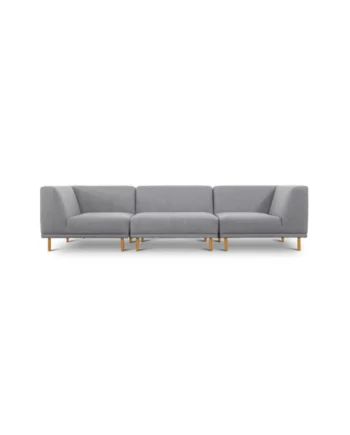Paris  -pers  Sofa  Tre Moduler  Lysegrå Polyester Stof Og Natur Egetræ