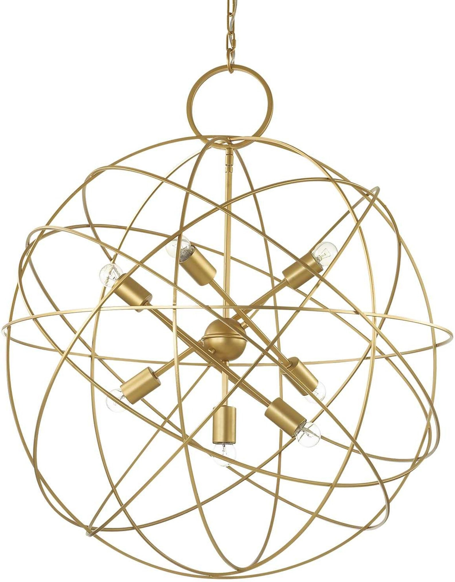 Pendel Lampe Hængelampe Ideal Lux Konse Metal Guld Satin ø80 H126-198 Cm