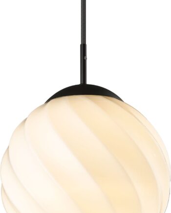 Pendel Lampe Halo Design Twist Cafépendel ø25   H25 Cm Opal Sort Mundblæst Glas