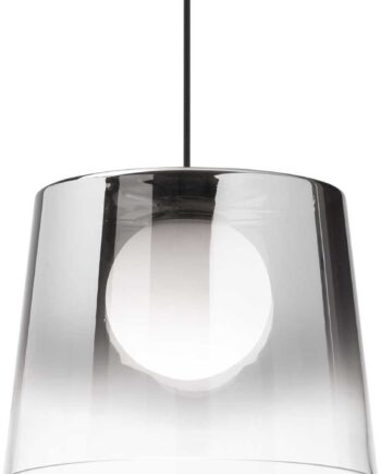 Pendel Lampe Ideal Lux Fade ø27 Cm Justerbar 29 226 Cm Krom Sort Loftlampe Med Klar Glasskærm