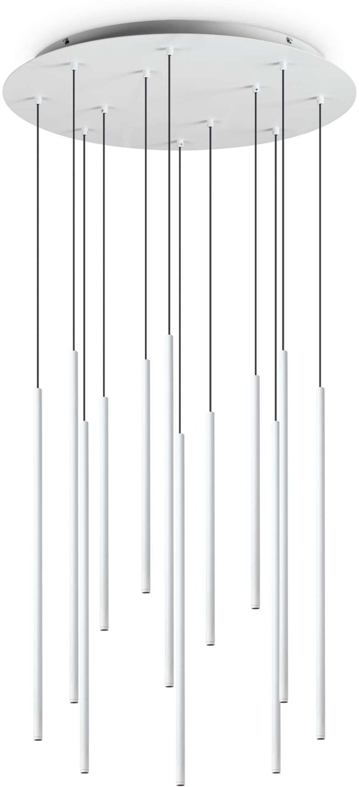 Pendel Lampe Ideal Lux Filo Led ø60 Cm Justerbar Højde 86-150 Cm Hvid