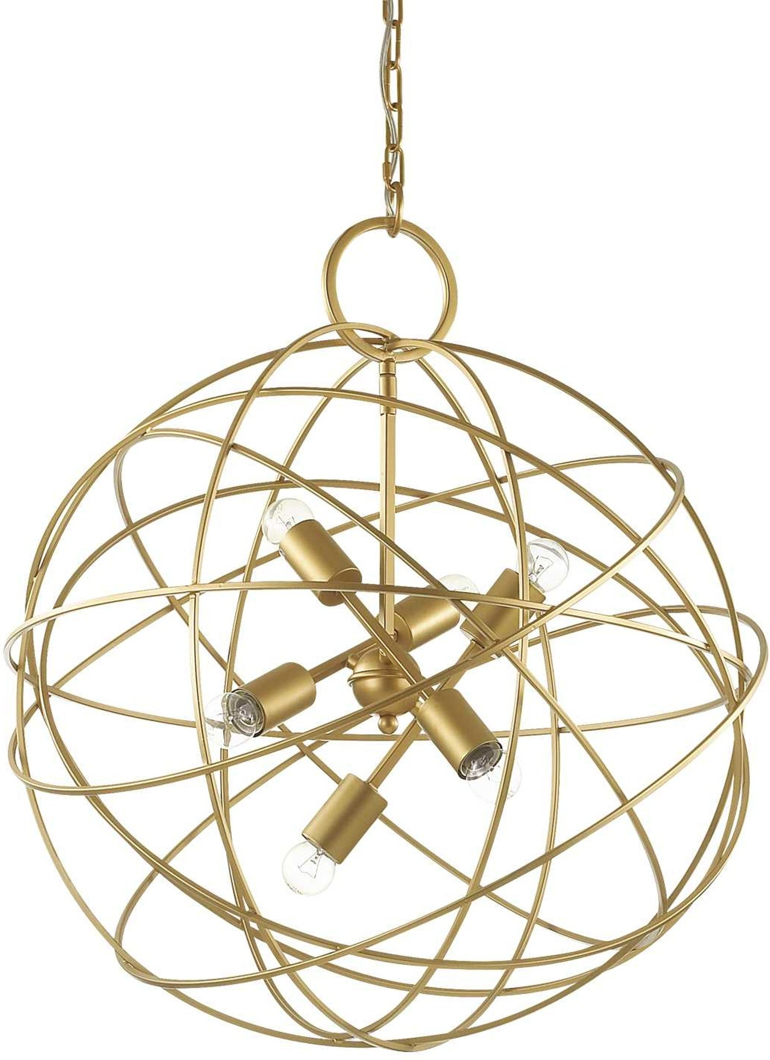 Pendel Lampe Ideal Lux Konse Ophængslampe ø60 Cm Justerbar Højde Satin Mørk Guld
