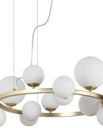 Pendel Lampe Ideal Lux Perlage ø85 Cm Messing Hængelampe Med Mundblæste Glas