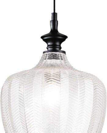 Pendel Loftlampe Ideal Lux Lord   Glas Klar  Rav Eller Røget Og Sort Metal  Justerbar Højde 48 275 Cm