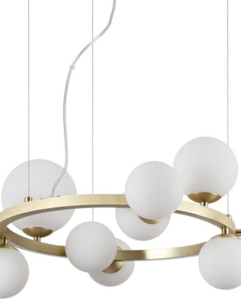 Pendellampe Hængelampe Ideal Lux Perlage ø73 Cm Messing Med Matte Glas 11 G9-pærer 3000k
