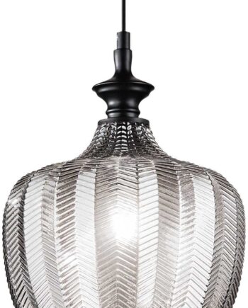 Pendellampe Ideal Lux Lord Glaspendel Røg Sort ø230 Mm Justerbar Højde 480-2750 Mm