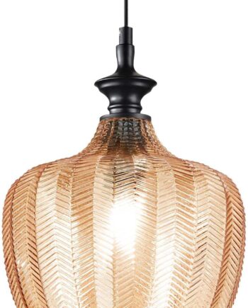 Pendellampe Ideal Lux Lord ø230 Mm Ravfarvet Glas Sort Metal Fleksibel Ophængshøjde 480 2750 Mm