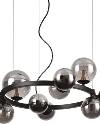 Pendellampe Ideal Lux Perlage ø73 Cm Justerbar Højde 380 2470 Mm Mat Sort 11x G9 3000k