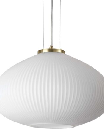 Pendellampe Ideal Lux Plissé ø45 Cm Messing Glas Justerbar Højde 36-245 Cm