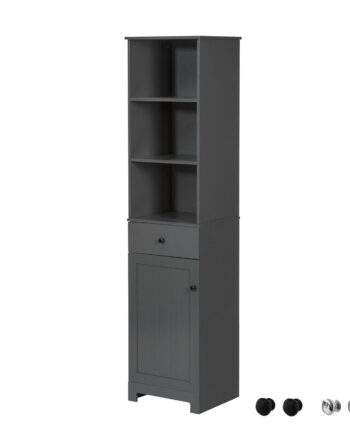 Pladsbesparelse Reol Med Skuffe Og Skab  40   35   161 Cm  Mørk Grå
