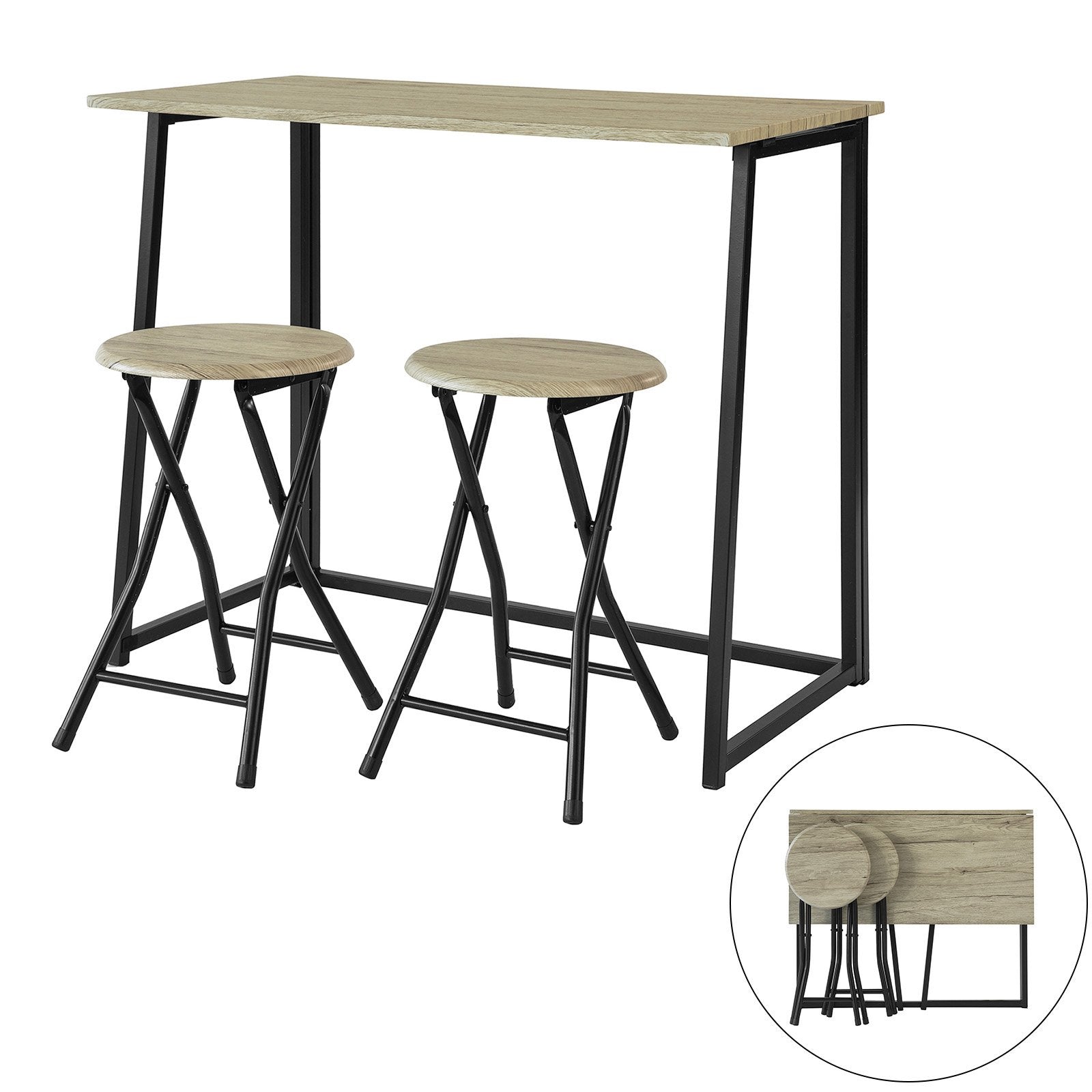 Pladsbesparende Klapbord Med   Sammenklappelige Stole