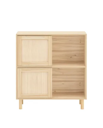 Pladsbesparende Skænk Med Skydedøre  80x35x87 Cm  Naturfarvet
