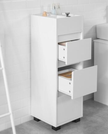 Pladsbesparende Skuffedarium Til Badeværelset  30x30x90 Cm  Hvid