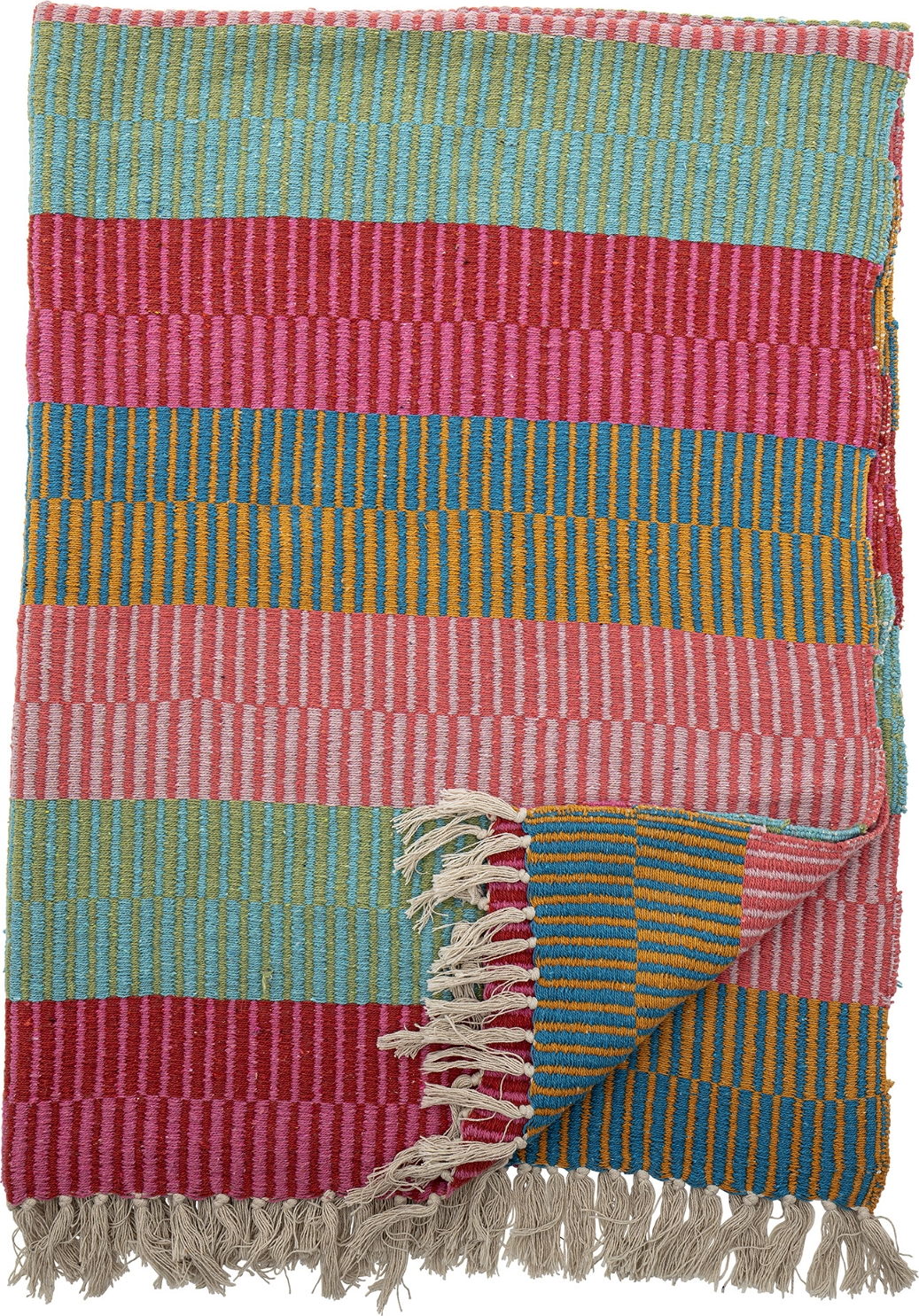 Plaid Creative Collection Isnel Genbrugt Bomuld 130 160 Cm Grøn Multifarvet Hyggetæppe