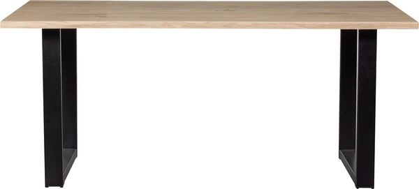 Plankebord Woood Tablo     Massivt Egetræ 160x90 Cm Natur Med Mat Sorte Stålrørben