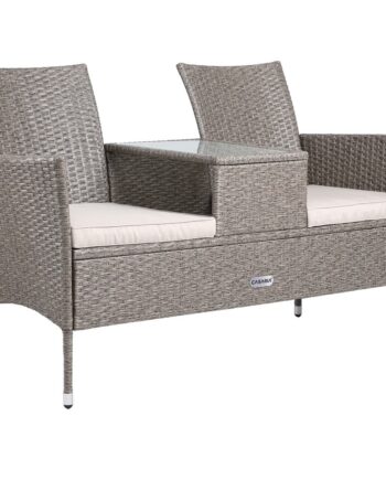 Polyrattan Bænk Med Bord 132x51x88 Cm  Creme