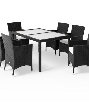 Polyrattan Havesiddegruppe Milan   Dele  Sort Creme