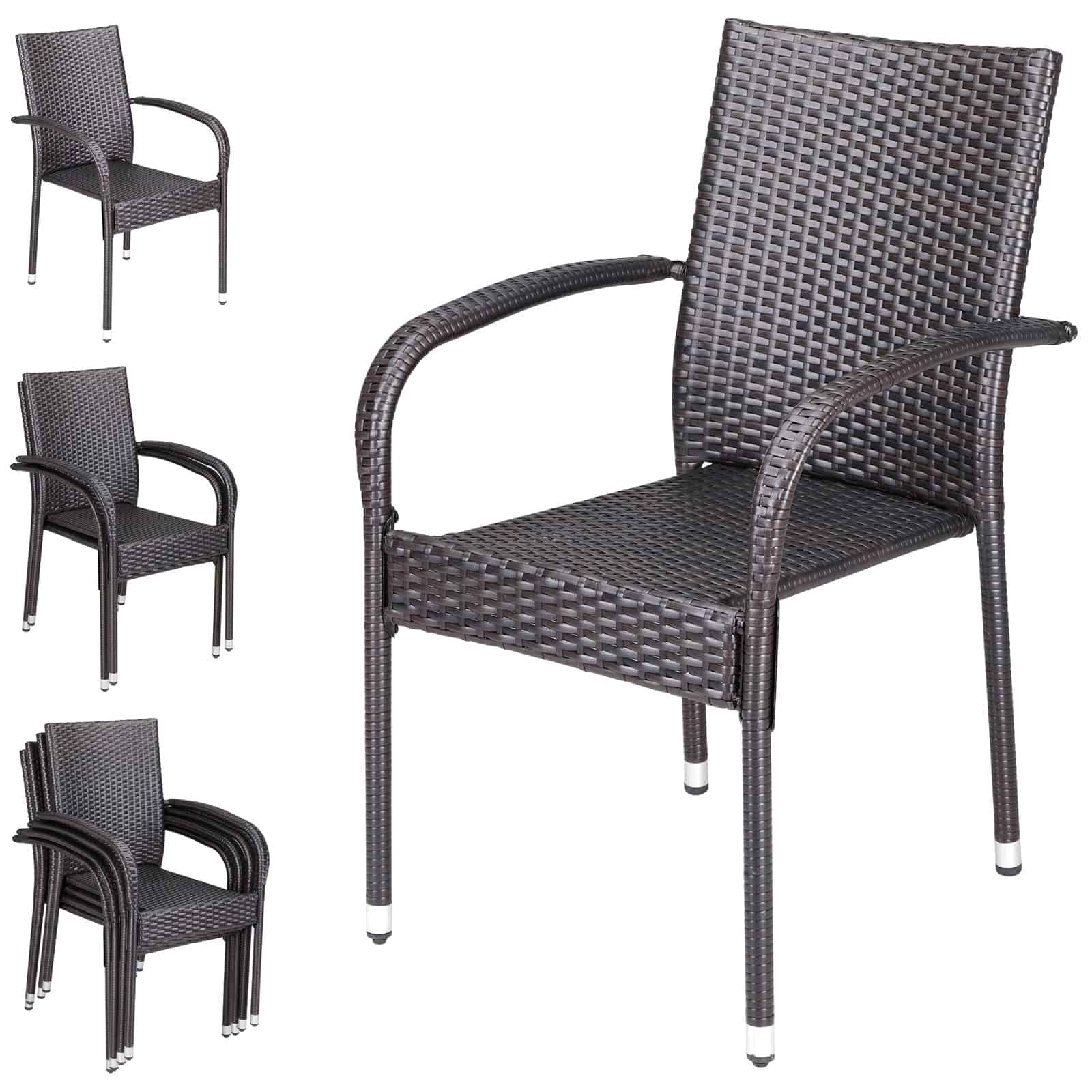 Polyrattan Stabelstol Comfort  Sæt Med    Brun