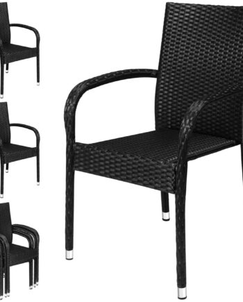 Polyrattan Stabelstol Comfort  Sæt Med    Sort