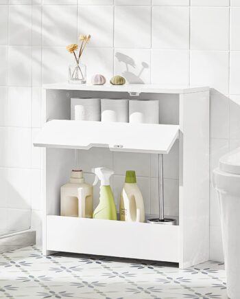 Praktisk Badeværelsesreol På Hjul Med Plads Til Toiletpapirruller  55x20x60 Cm  Hvid
