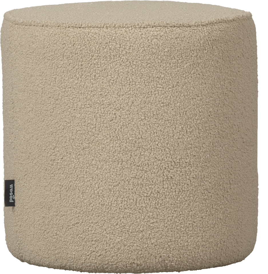 Puf  Fotpuf Woood Sara ø46   H46 Cm   Sandfarvet Teddy Bobare-polstring  Fsc Mdf