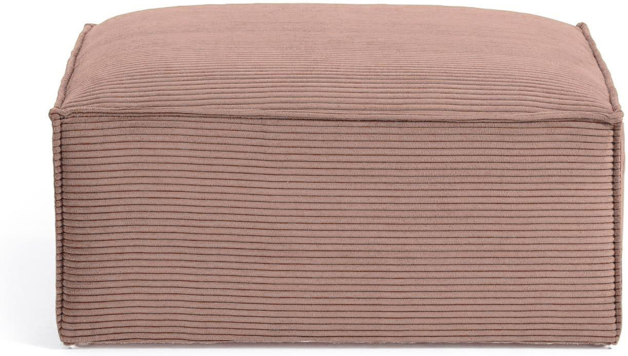 Puf Kave Home Blok Fløjl Lyserød Skammel 90x70x41 Cm
